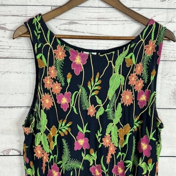 Anthropologie Meadow Rue Womens Tank Top Shirt size Large Embroidered Floral - Picture 2 of 4